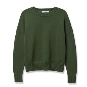 Perfectwhitetee janet cotton boxy crewneck sweater in green— Womens XS
